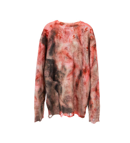 OVERSIZED PRINT SWEATER BURGUNDY
