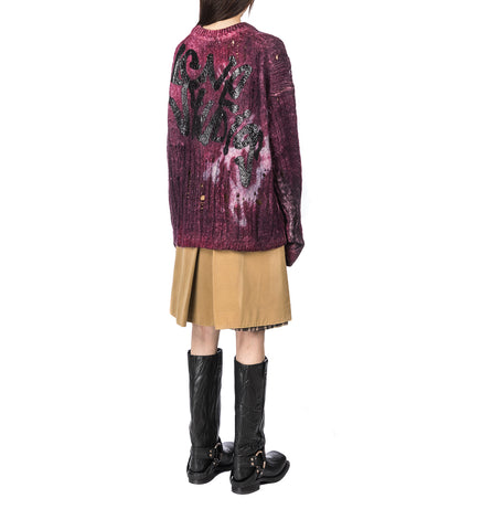PRINTED KNIT JUMPER DARK PURPLE