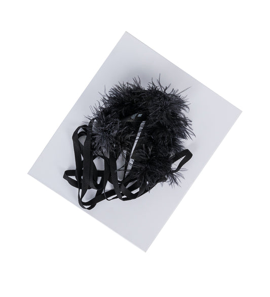 WINE FEATHERED KNIT HEADBAND BLACK