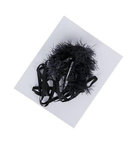 WINE FEATHERED KNIT HEADBAND BLACK