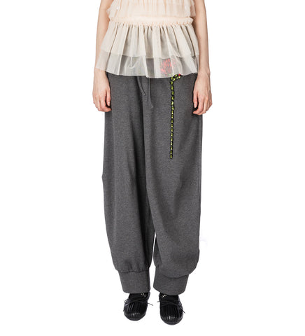 EXPOSED FRILLY BRIEF DRAWSTRING JOGGERS CHARCOAL/BLACK/RED MULTI