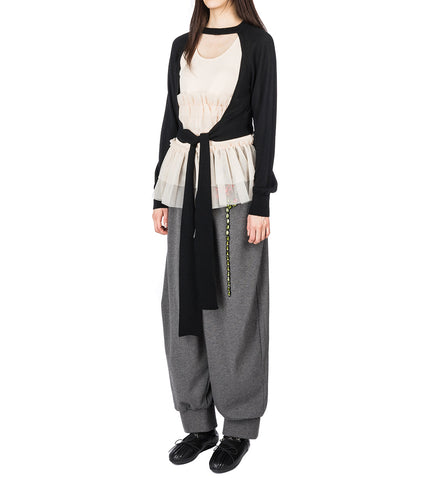 CROPPED CUT OUT WINDOW JUMPER TIE TAIL BLACK