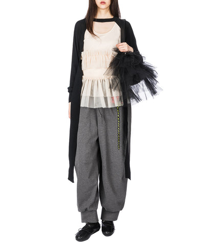 CROPPED CUT OUT WINDOW JUMPER TIE TAIL BLACK