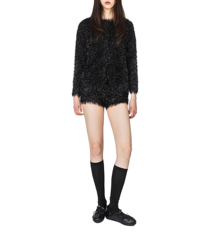 TINSEL KNIT SWEATER JACKET BLACK