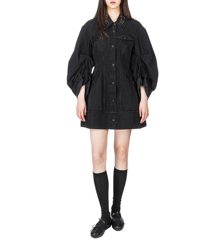 SCULPTED SHORT DENIM COAT BLACK/JET