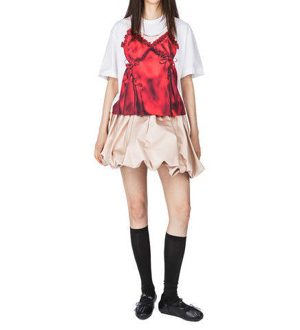 NEGLIGEE TROMPE L'OEIL PRINT SHORT SLEEVE T-SHIRT WHITE