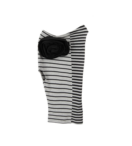 STRIPED CORSAGE TOP BLACK GREY