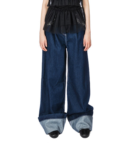 WIDE LEG PUDDLE JEANS INDIGO/CLEAR