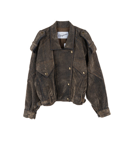FLOCKED DENIM WILD WEST JACKET BROWN