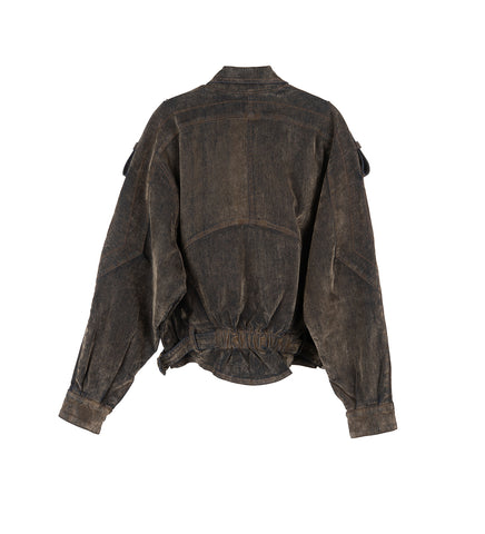 FLOCKED DENIM WILD WEST JACKET BROWN