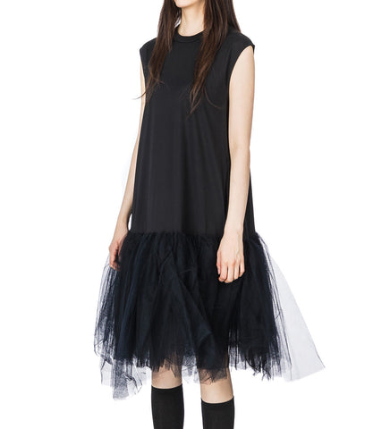 RELAXED SLEEVELESS BALLET TUTU DRESS BLACK