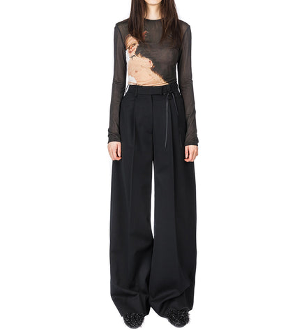 GENIEVE FIGGIS PRINT FITTED BALLET MESH TOP BLACK