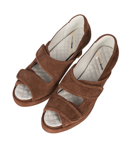 VELCRO KITTEN HEELS BROWN SUEDE