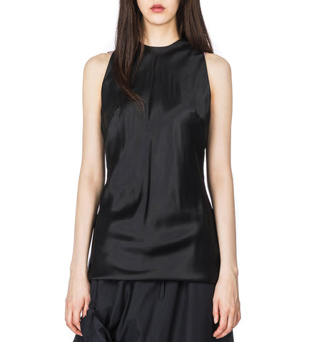 BOW DETAIL SLEEVELESS HALTER TOP BLACK