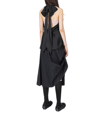 BOW DETAIL SLEEVELESS HALTER TOP BLACK