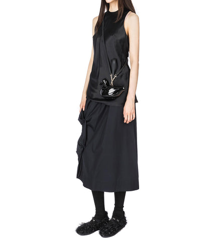 BOW DETAIL SLEEVELESS HALTER TOP BLACK