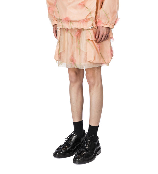 LAYERED CARGO FLAP POCKET DRAWSTRING SHORTS NUDE