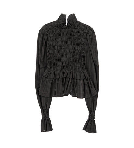 SASA LONG SLEEVE RUFFLED TOP BLACK