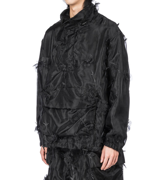 LAYERED CARGO FLAP POCKET JACKET CAGOULE BLACK