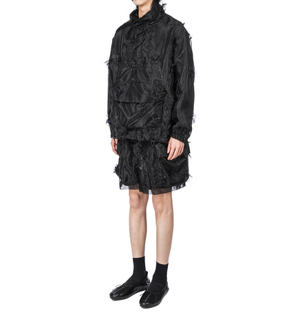 LAYERED CARGO FLAP POCKET JACKET CAGOULE BLACK