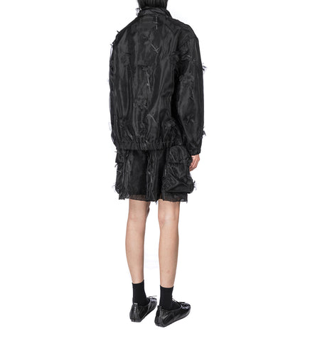 LAYERED CARGO FLAP POCKET JACKET CAGOULE BLACK
