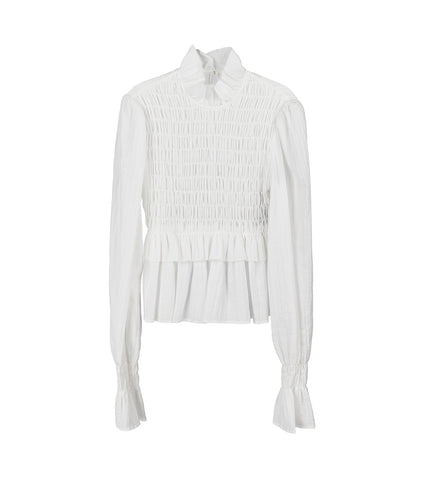 SASA LONG SLEEVE RUFFLED TOP NATURAL WHITE