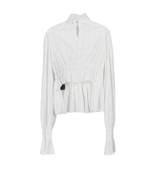 SASA LONG SLEEVE RUFFLED TOP NATURAL WHITE