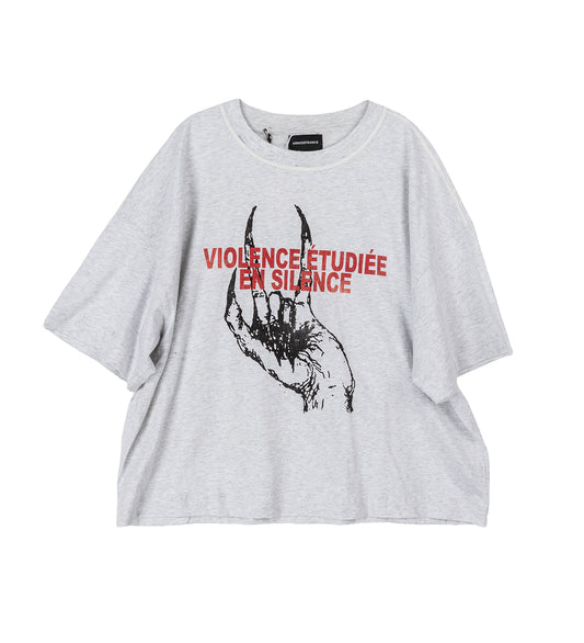VIOLENCE ETUDIEE EN SILENCE T-SHIRT HEATHER GREY