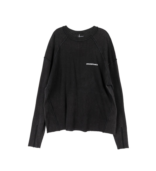 INSIDE-OUT WAFFLE LS TEE WASHED BLACK