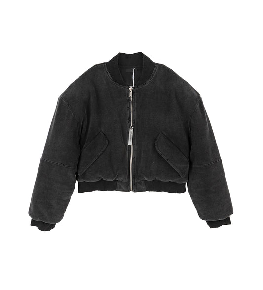 RAT CROPPED BOMBER JACKET WASHED BLACK
