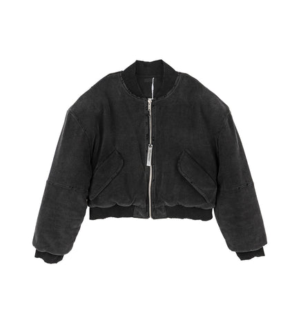 RAT CROPPED BOMBER JACKET WASHED BLACK