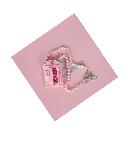 WINDOW PHOTO FRAME BROOCH NECKLACE PINK