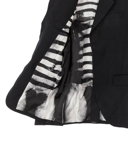 WOOL TAILORED JACKET WITH PRINTED LINING BODY MARINERE BLACK/WHITE