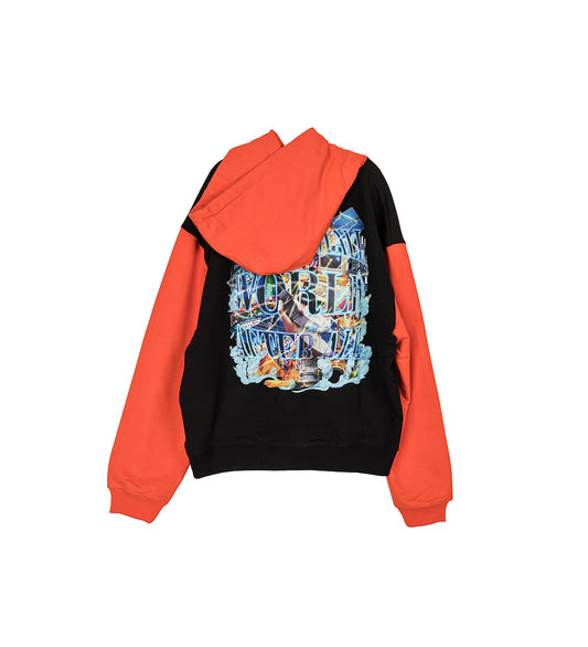 SMALL WORLD GRAPHIC HOODIE BLACK / RED