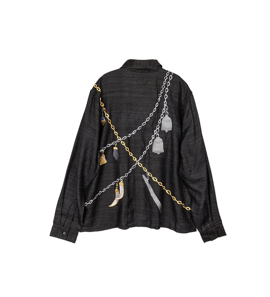 CHAIN EMBROIDERED SHIRT BLACK
