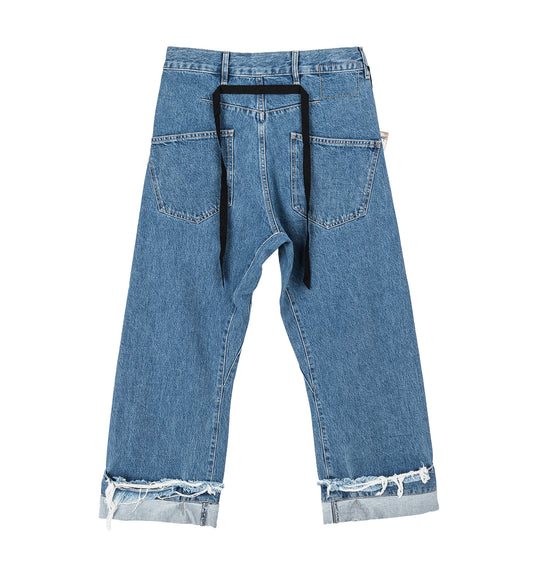 DEAN BLUE OVERSIZED DENIM TROUSERS STONE