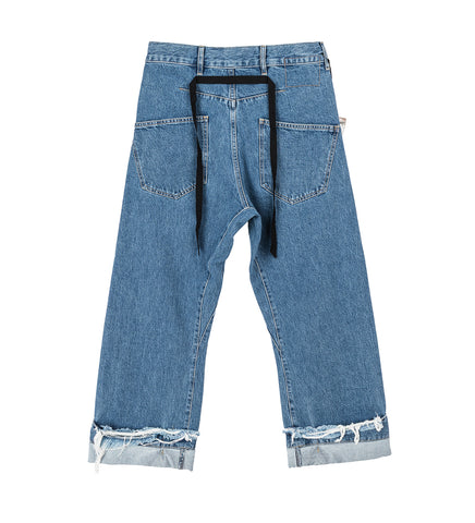 DEAN BLUE OVERSIZED DENIM TROUSERS STONE