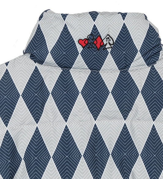 CARD SUITE PUFFER JACKET BLUE PRINT