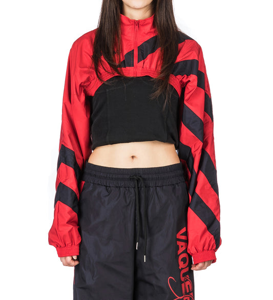 CROPPED WINDBREAKER BLACK RED