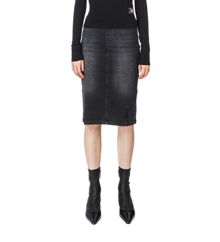 DENIM PENCIL SKIRT BLACK