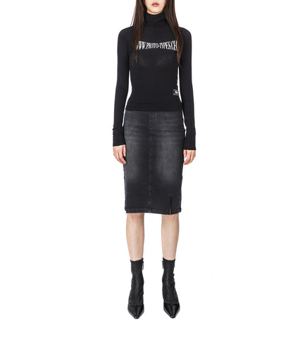 DENIM PENCIL SKIRT BLACK