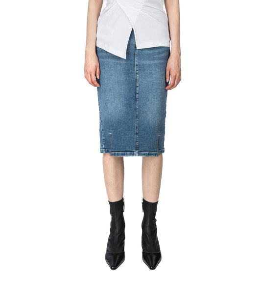 DENIM PENCIL SKIRT BLUE
