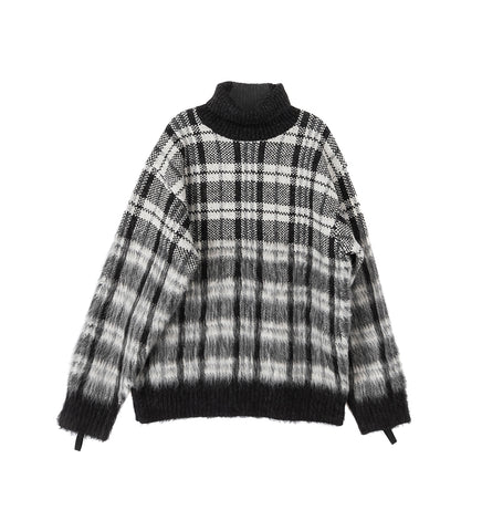 BRUSHED TURTLENECK SWEATER MEDIUM BLACK CHECK