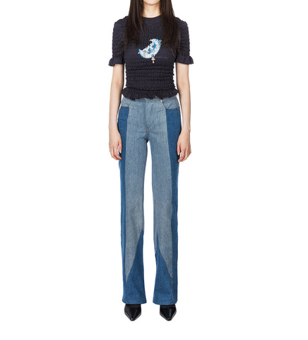 RECONSTITUED BOOT CUT JEAN INDIGO