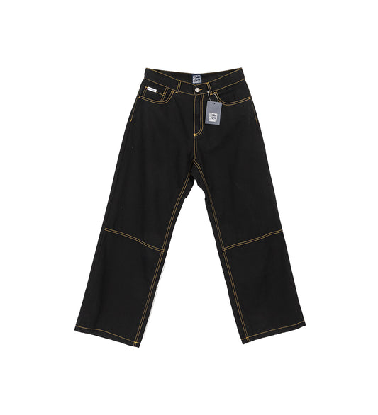 LADY LUCK BAGGY CANVAS TROUSERS BLACK