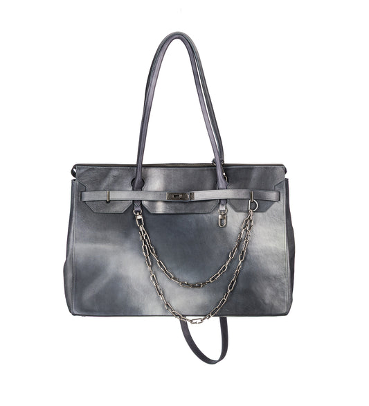 GRIFTER LEATHER TOTE NAVY