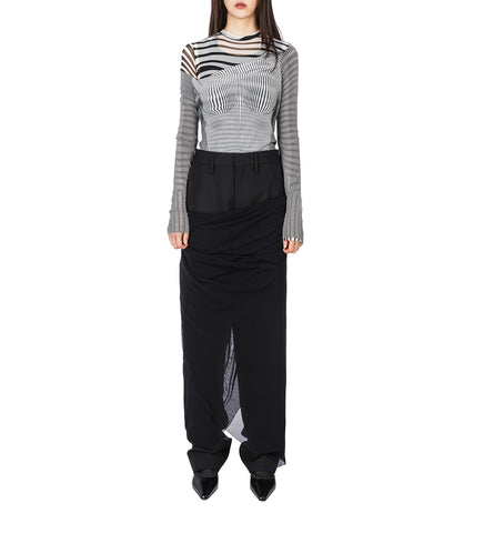 TAILORED PANT WITH MESH SARONG BLACK