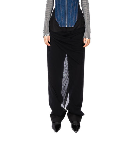 TAILORED PANT WITH MESH SARONG BLACK