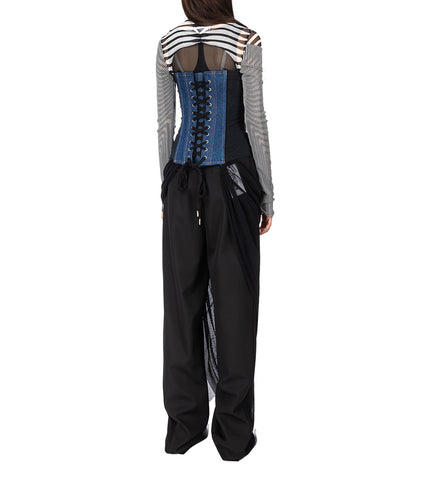 DENIM CORSET WITH MESH DETAIL INDIGO/BLACK
