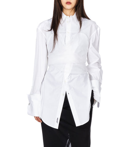 DRAPED SHIRT WITH ZIP ON BACK WHITE